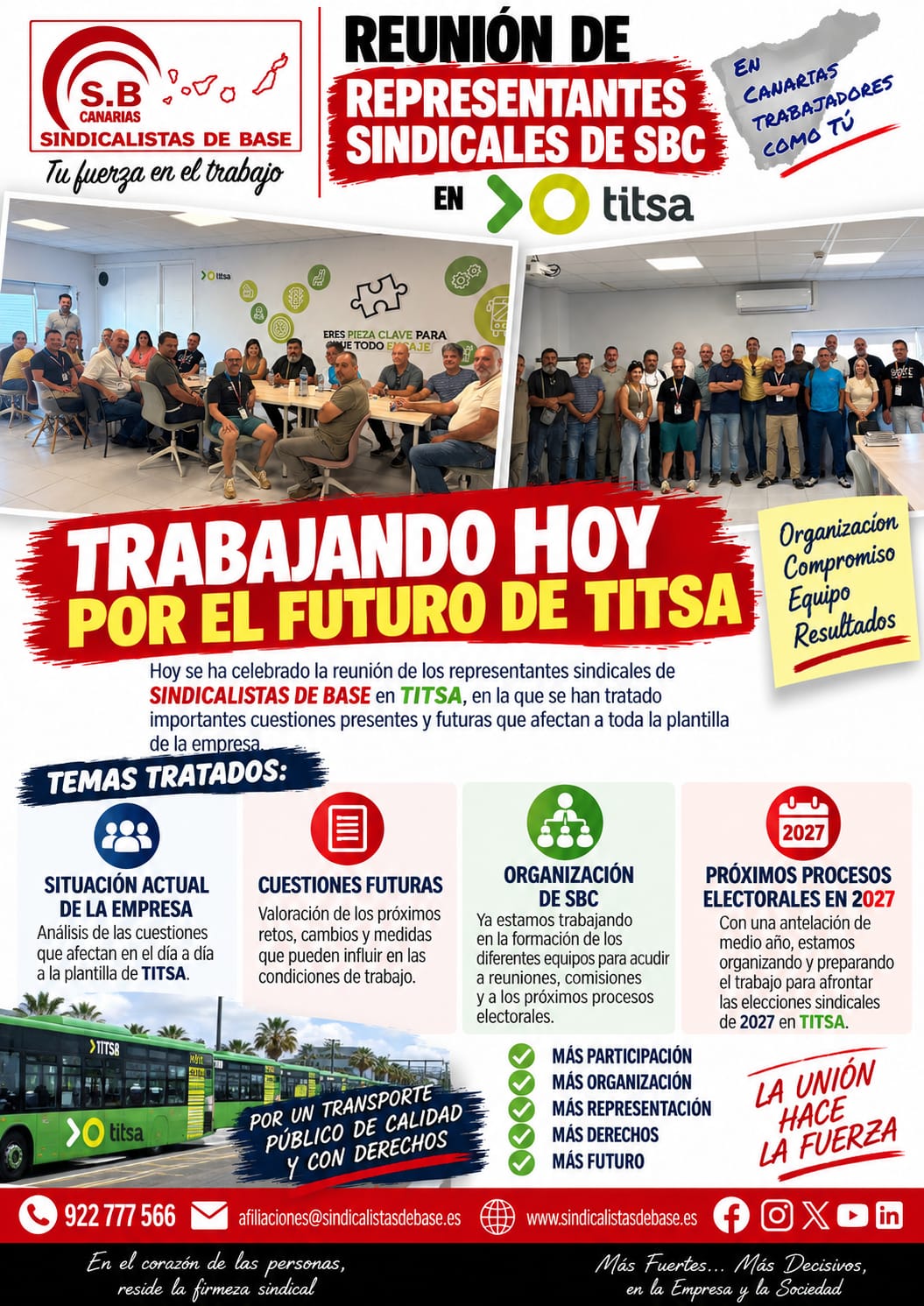 REUNIÓN DE REPRESENTANTES SINDICALES DE SBC EN TITSA